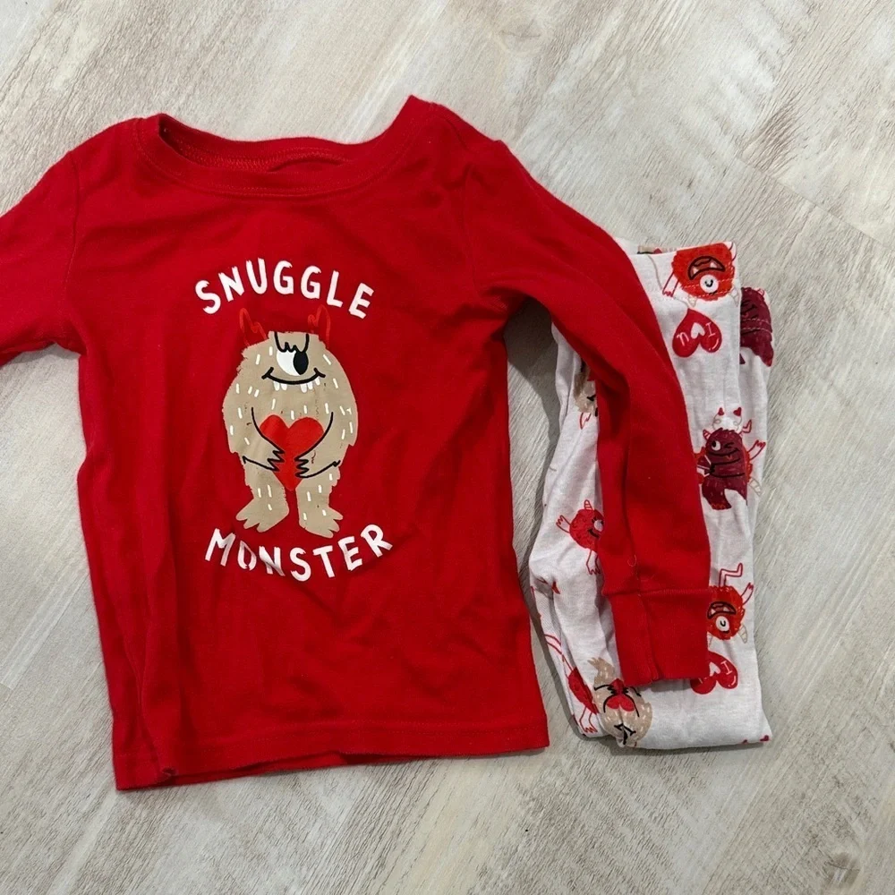 Old Navy Red Snuggle Monster Kids Pajama Set